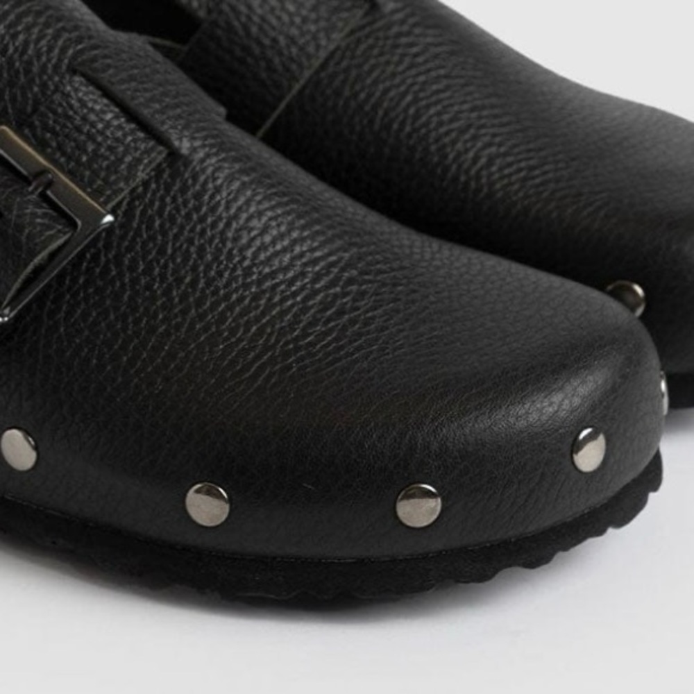 Saint + Sofia Silver Studded Leather Black Clog - Picture 9 of 12